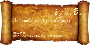 Ürmösi Benjámin névjegykártya